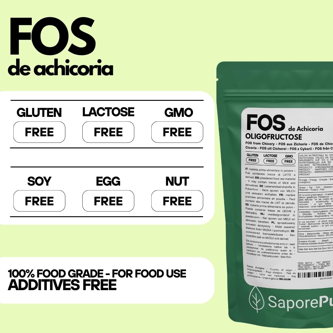 SaporePuro FOS Fructooligosacáridos en polvo 250 gr