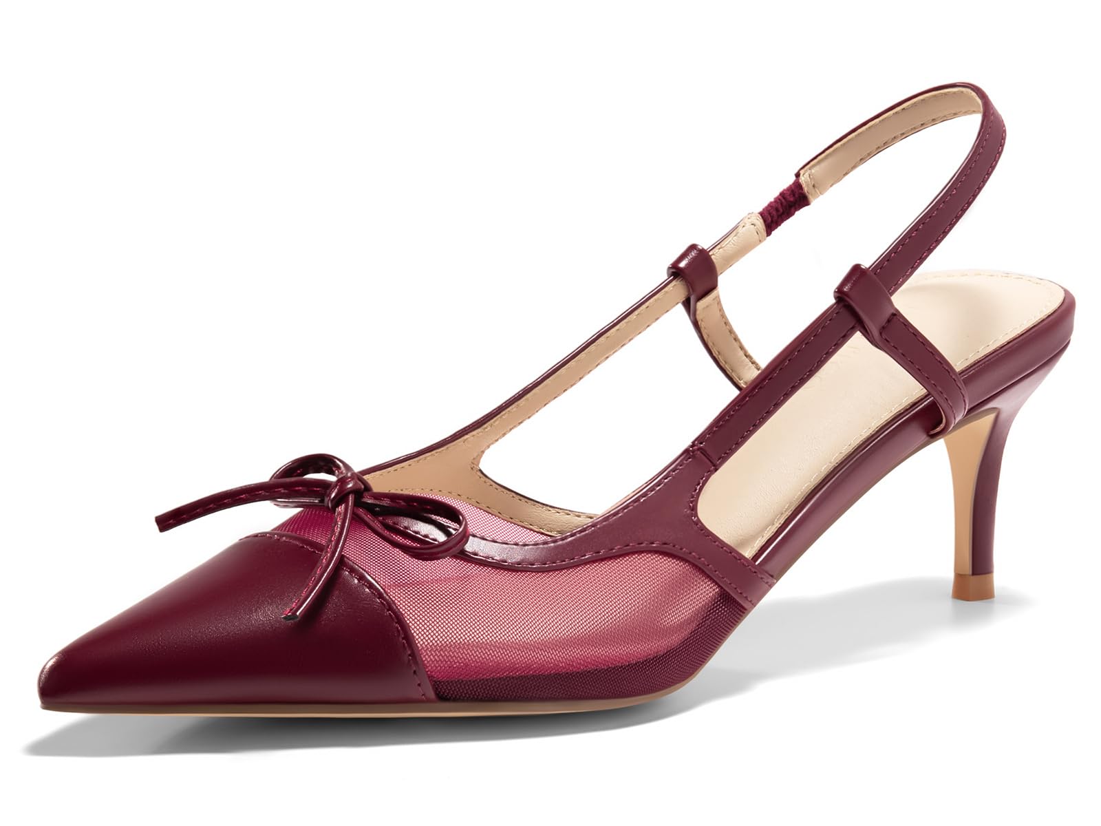 Coutgo Women's Kitten Heel Slingback Pointed Toe Pumps