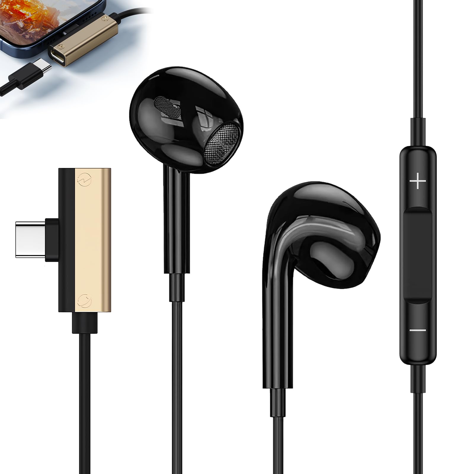 Amazon.co.jp: USB Type C イヤホン 有線 マイク付き 【充電しながら