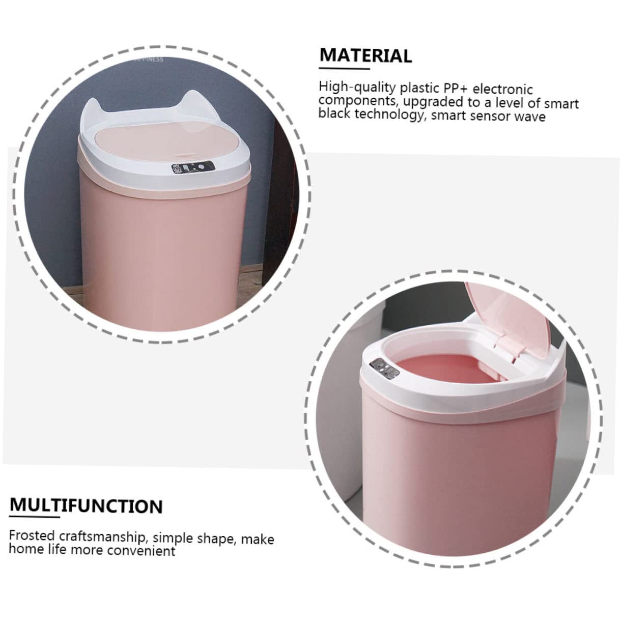 MAGICLULU Inductive Trash Can Compact Automatic Garbage Can for Office Kitchen Bathroom Household Smart Trash