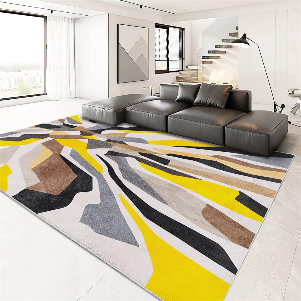 Alfombra de área para sala de estar, diseño moderno de rayas abstractas, suave y esponjosa, alfombra de dormitorio de 140 cm x 200 cm, alfombras para niños, niñas, dormitorio, cuarto de bebé, alfombra