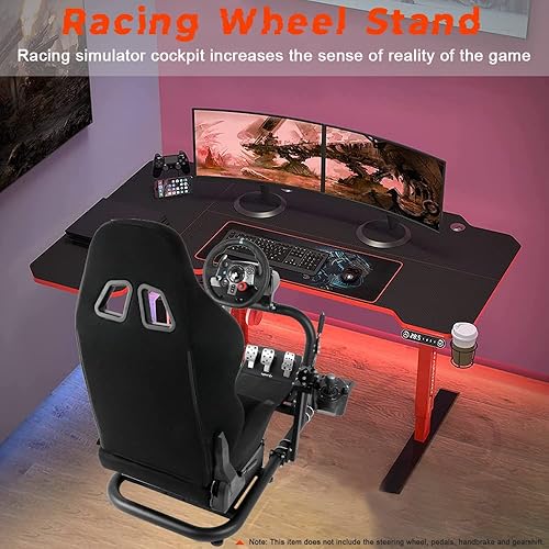 Miniatura 4 de Supllueer Soporte de cabina de simulador de carreras, con asiento de carreras para Logitech G25 G27 G29 G920 G923 Thrustmaster T300 T150 Fanatec,