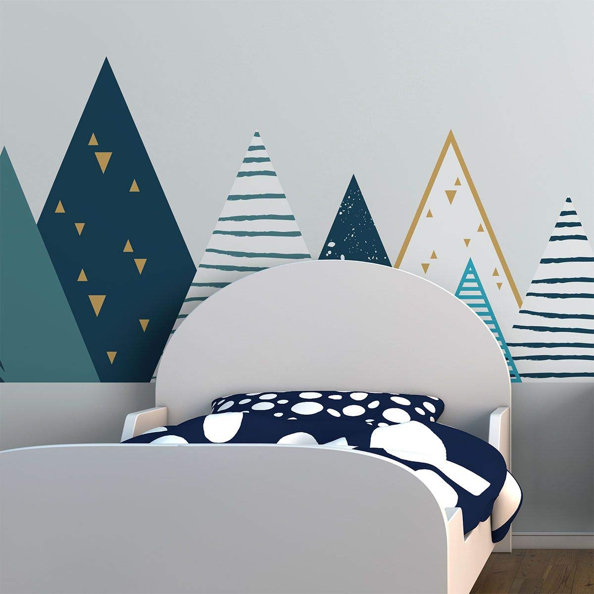 WTD - Adesivo da parete per cameretta dei bambini, motivo: montagne scandinave giganti, 95 x 360 cm