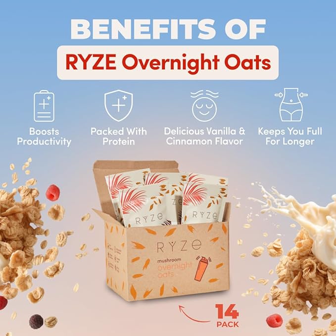 RYZE SUPERFOODS Avena Overnight Oats con Proteína y Chía 2.7 Ounce Pack de 14 miniatura 3