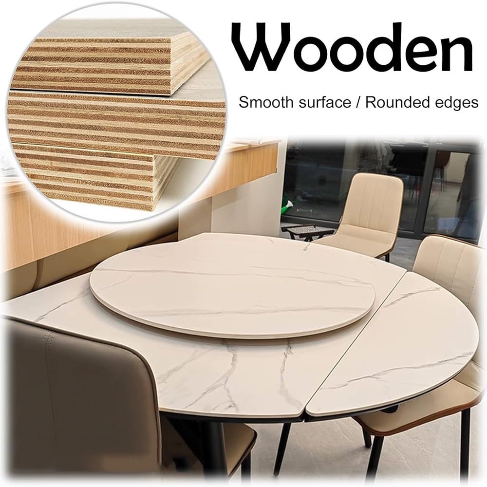 Duża 91 cm drewniana obrotowa taca do serwowania Lazy Susan, gładka obrotowa płyta na stół jadalny, 6 dostępnych kolorów (orzech włoski 90 cm) idealna na imprezy i spotkania