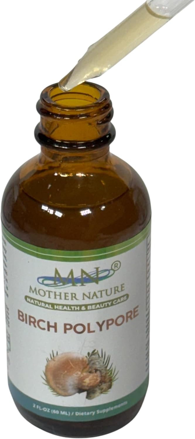 MN Mother Nature Birch Polypore Mushroom Supplement – Internal Balance & Systemic Nurture Formula – Pure Fomitopsis Betulina Extract – Natural Beta-Glucans & Antioxidant Support – Liquid Drops 2oz