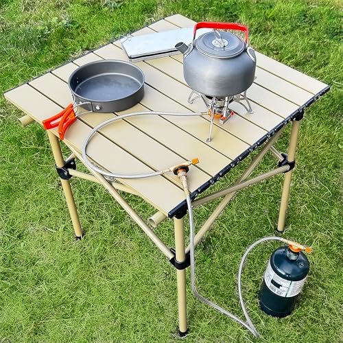 RIDEIWAKE Camping Stove Adapter 1 Lb Propane Small Tank Input EN417 Lindal Valve Output Outdoor Cylinder LPG Canister Adapter for Outdoor Backpack Hiking 2PCS - Thumbnail 2