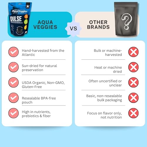 Miniatura 45 de Aqua Veggies Organic Atlantic Dulse Flakes grandes de 2 onzas, cosechadas a mano, secado al sol, Bahía de Fundy, excelente fuente de vitaminas B6