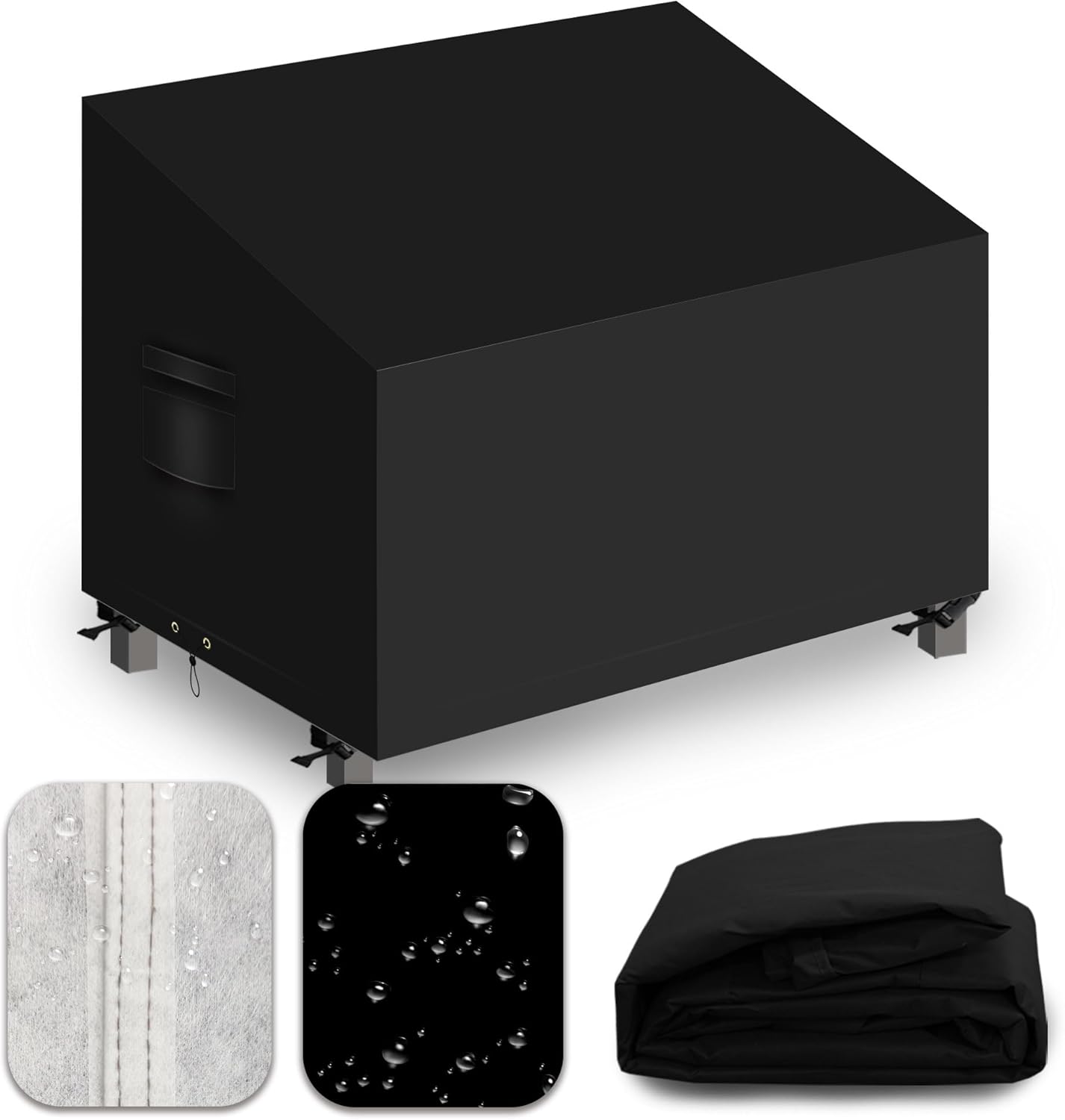 Heavy Duty Patio Sofa Covers Waterproof, Outdoor 3-Seater Couch Cover Waterproof, 600D Outdoor 2-Seater Loveseat Furniture Covers with Air Vent Handle 43''W x 29''D x 24''H/ 34''H Black