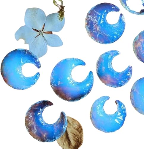 5 piezas de cristal de luna de opalita, cristal de luna tallado en ópalo, luna creciente, cristales curativos, colgante de luna, luna de opalita,