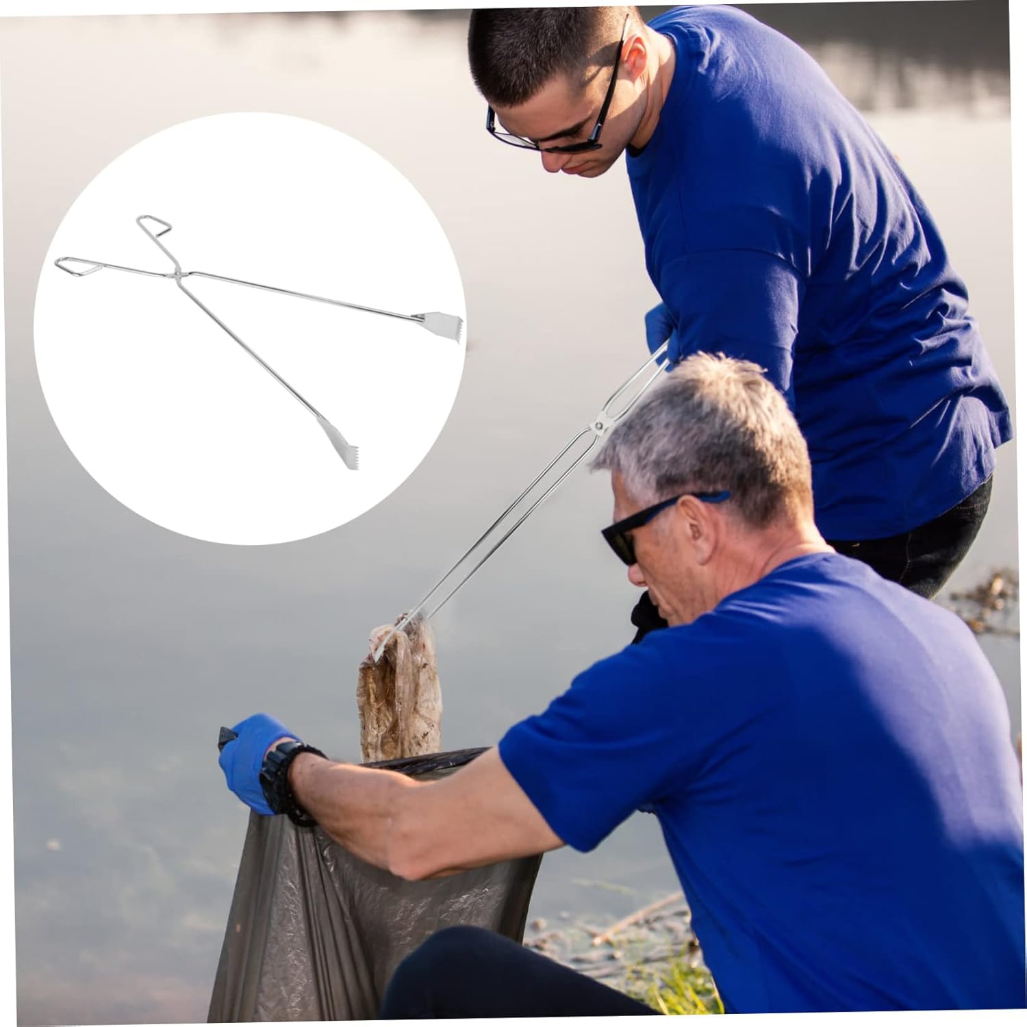 Stainless Steel Garbage Clip Scissor Tongs Portable Up Tool for Outdoor Cleanup for Light Items Bbq Accessories Grilling