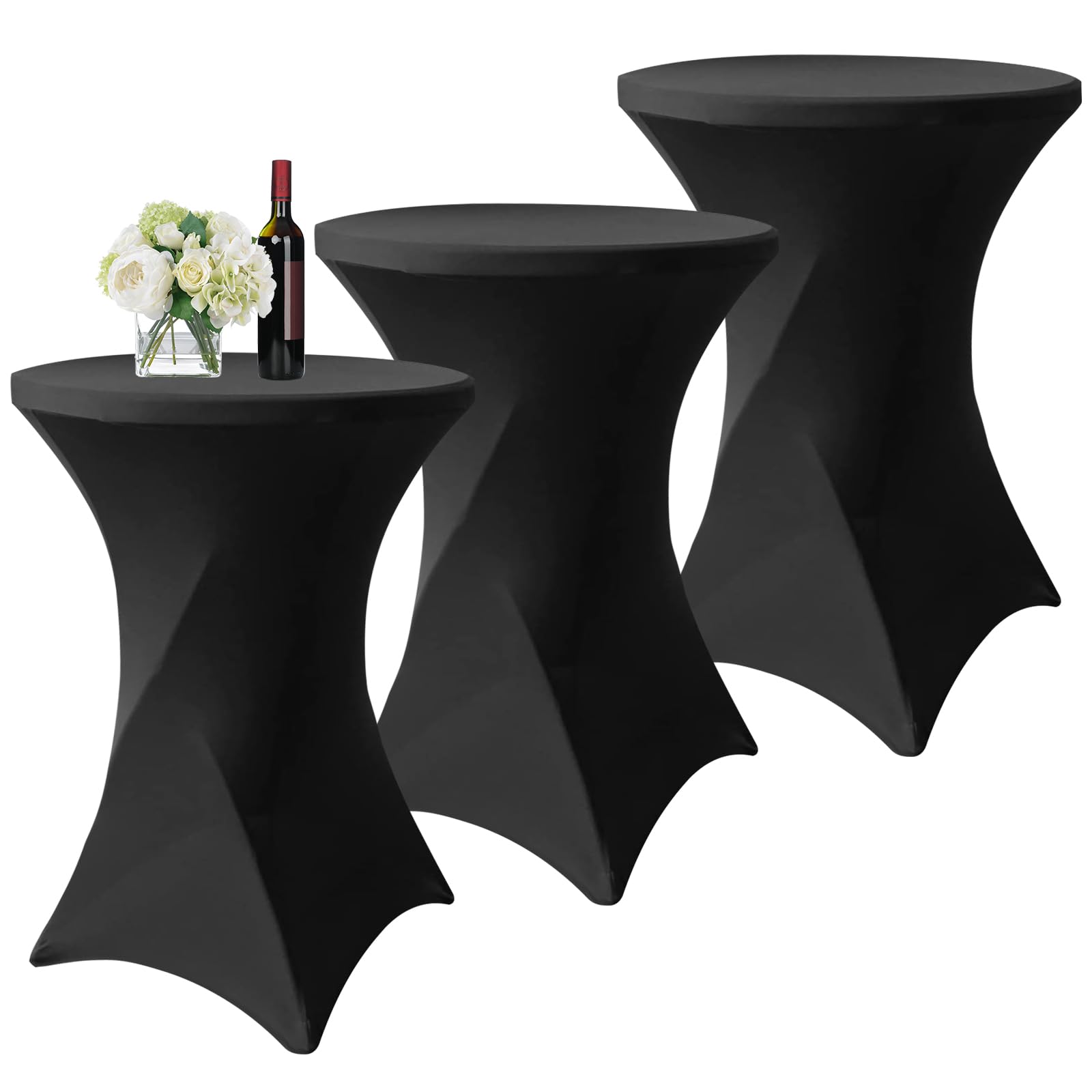 KAYBTNT Set di 3 coprisedia per tavolo da bar 80 cm, diversi colori, spandex elasticizzato, rinforzo nella zona dei piedi, elegante tovaglia rotonda per tavolo da bistrot, matrimonio, cocktail