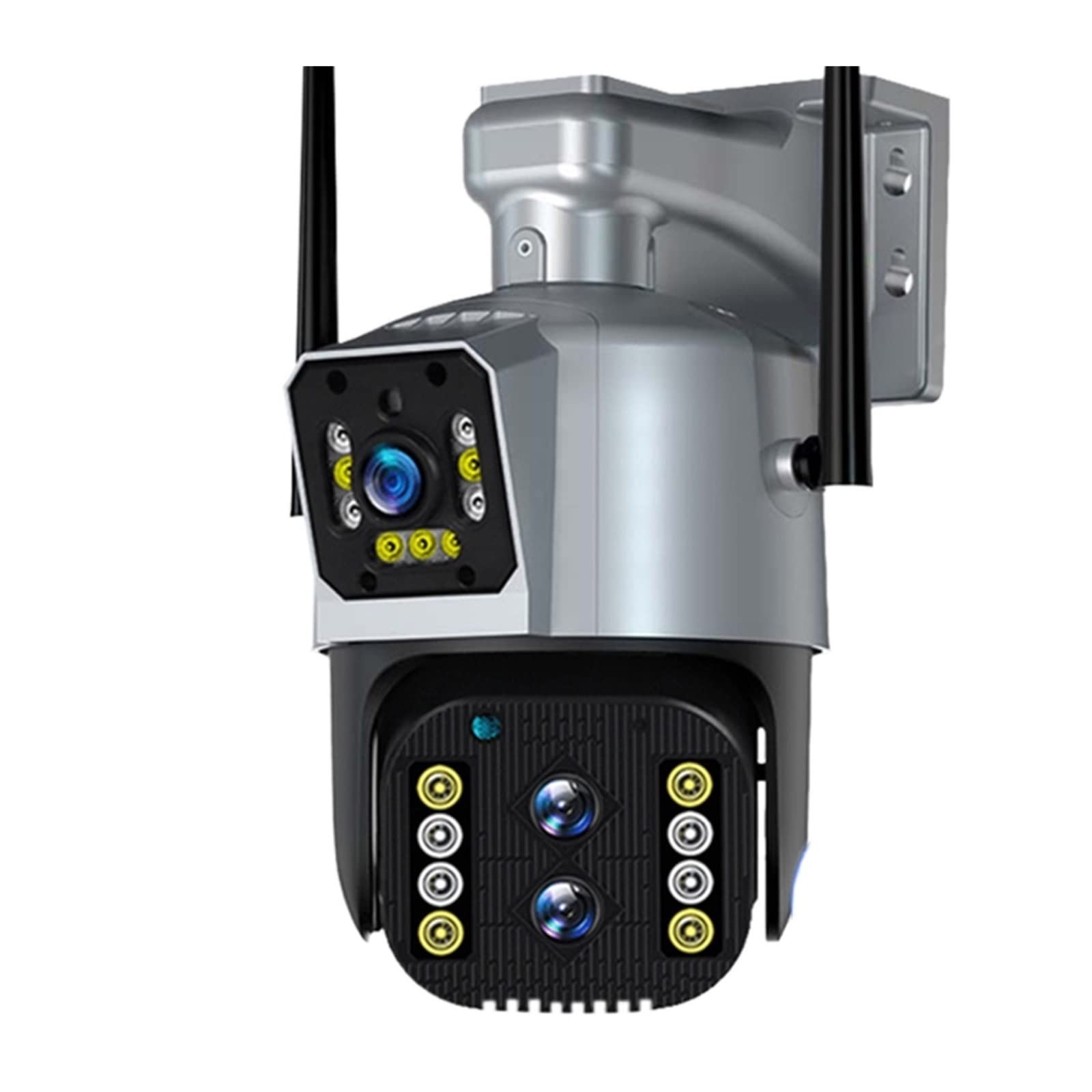 Telecamera 2k 4MP esterna PTZ Tre lenti Doppio schermo Zoom 10X Tracciamento automatico Protezione di sicurezza CCTV Videosorveglianza Cam P2P Installazione semplice(4G With 128GB)