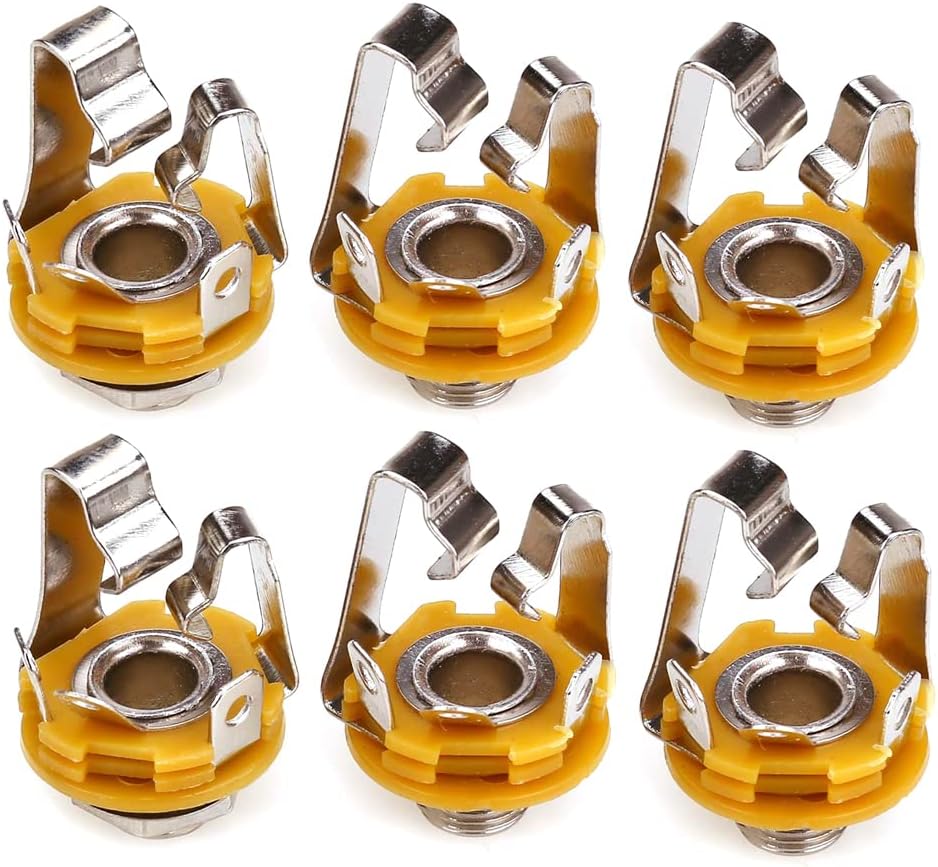 NANYIMono 1/4 Inch Phono 6.35mm Phone Plug Bulk - 6PCS (6.35 Female TRS Plug-6PCS)