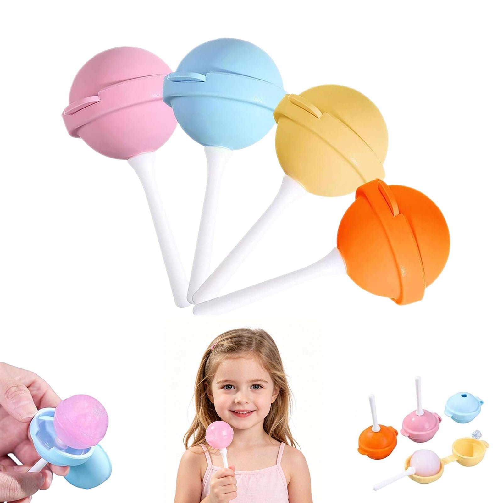 Silicone Lollipop Ice Cream Maker Molds, 2026 New Funny Lollipop Ice Pop Mold, Colorful DIY Ice Pop Maker for Summer Parties, Creative Sphere Ice Pop Mold for Home (4 Set)