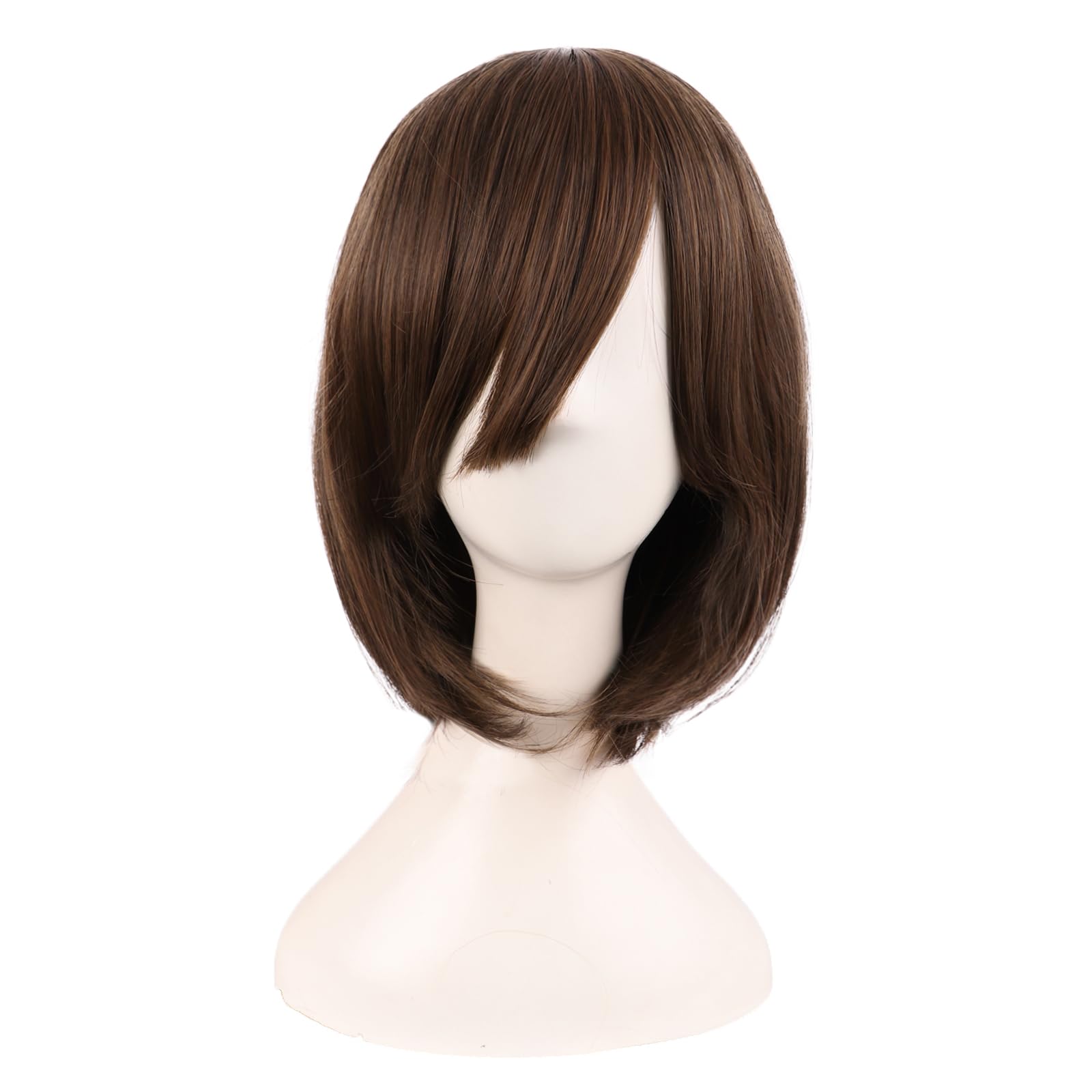 MapofBeauty 14 Inch /35 cm Female Models Medium Length Straight Hair Cosplay Bob Wig (Brown), 21.5 inches