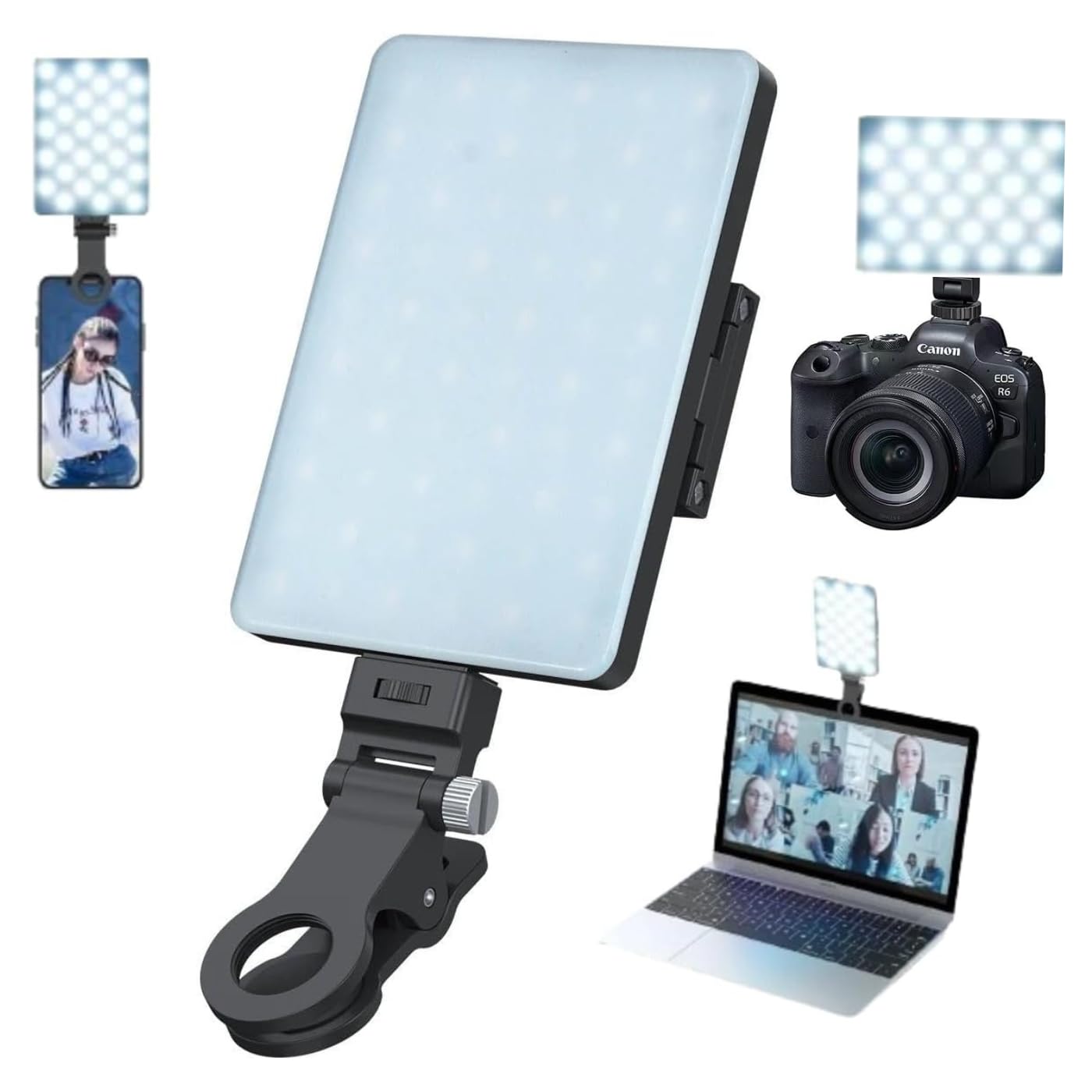 Light, 128 LED Phone Light Compatible with iPhone, iPad, Laptop, Camera, 3 Lighting Adjustment Modes, Phone Selfie Light for Photography, Video Conference