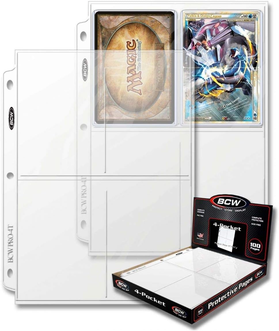 BCW Pro 4-Pocket Photo Protective Page, Holds 3.5" x 5.25" Photos (100-Count)