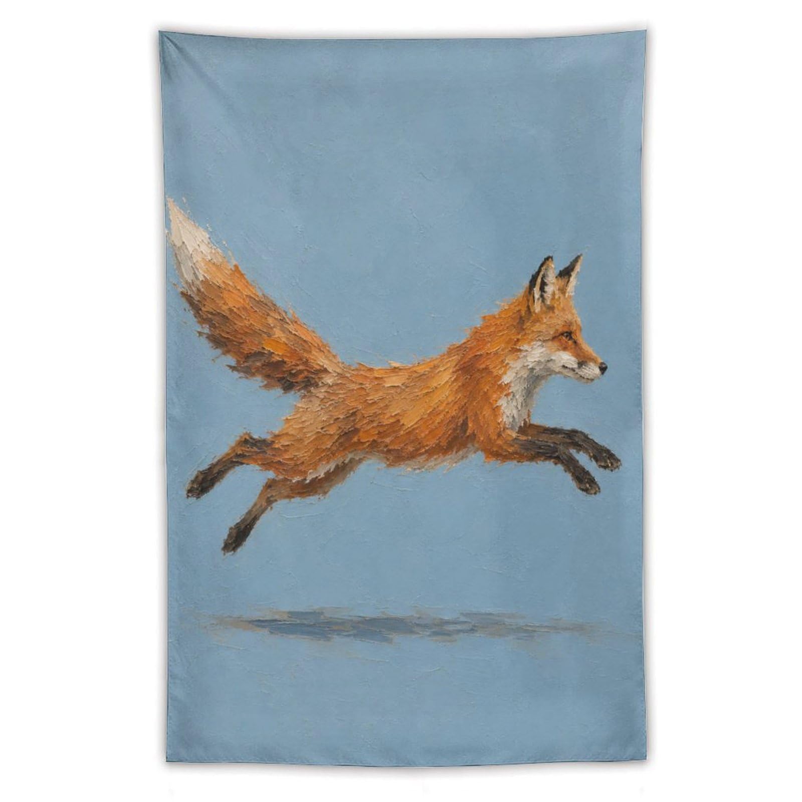 W7C8U2X3 Running Fox Wall Tapestry, Realistic Illustration Style, Entryway