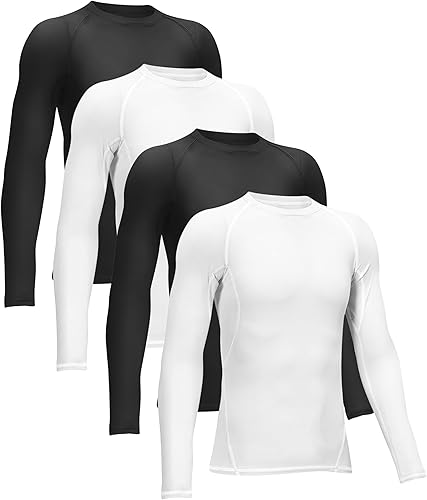TELALEO 4, 3, 2, 51 Pack Camisetas de compresión para niños y niñas, manga larga, camiseta interior deportiva, baselayer que absorbe la humedad