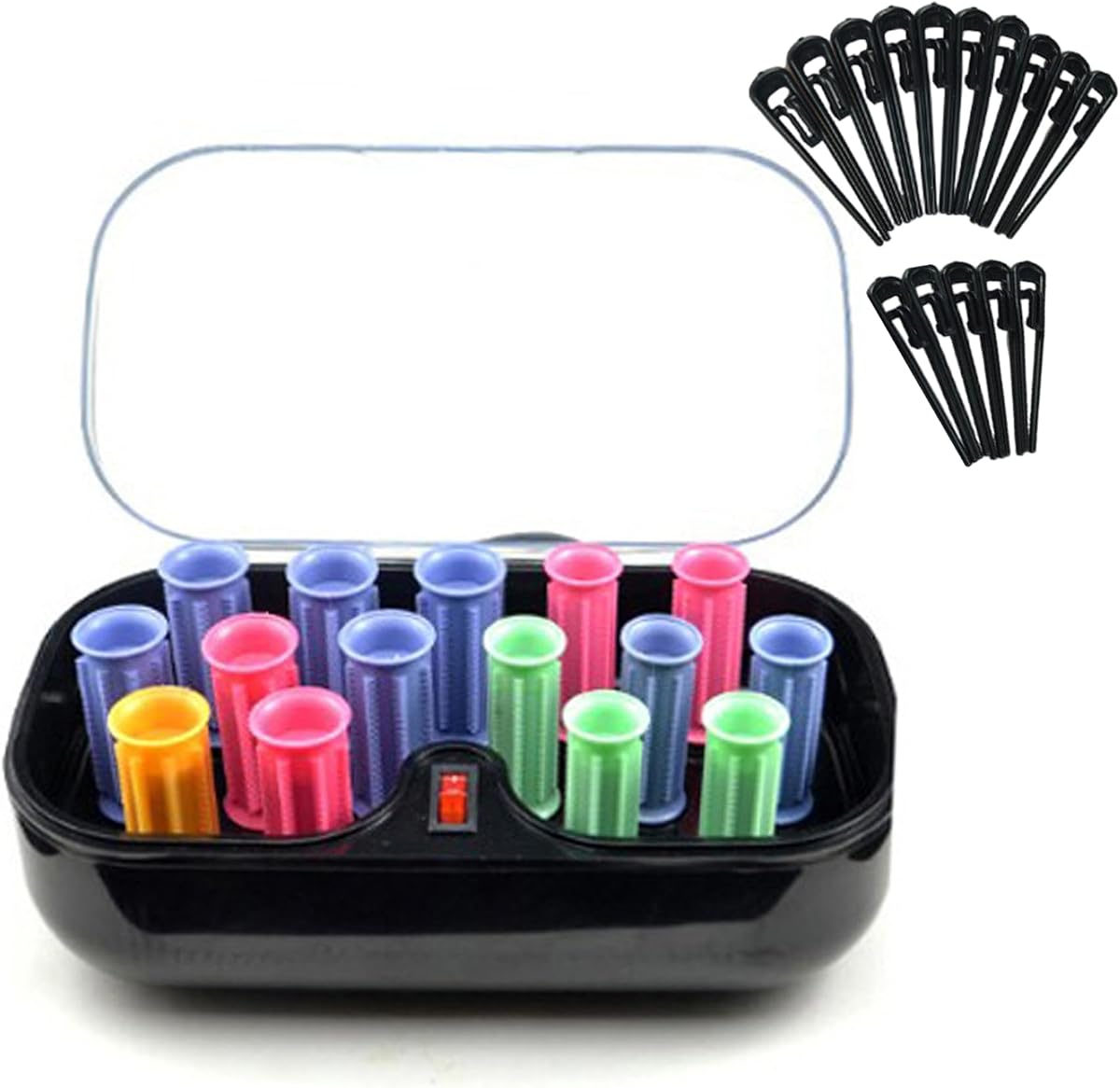 Heated Hair Rollers, 1 Set/15Pcs Rechargeable Thermostat Electric Curlers for Women, Portable Hair Styling Tool with Storage Box & Clips