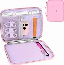 Capa Case Bolsa para tablet de 13 polegadas, compatível com iPad Pro M4 e Air M2 2024 de 13 polegadas, iPad Pro de 12,9 polegadas M2 e M1, bolsa impermeável com bolso (ROSA)