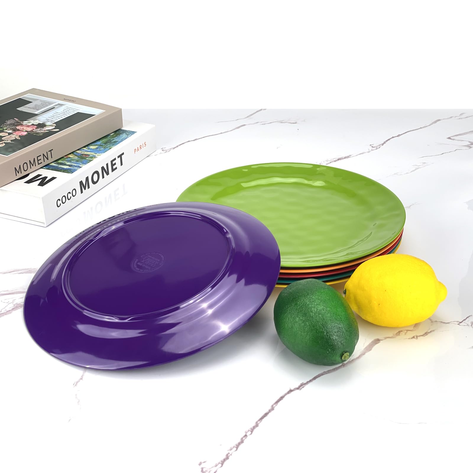 Juego de 6 platos de cena o almuerzo 100% melamina, platos redondos de melamina de 10 pulgadas, platos de picnic para fiestas en casa, resistentes a la rotura y ligeros, acabado