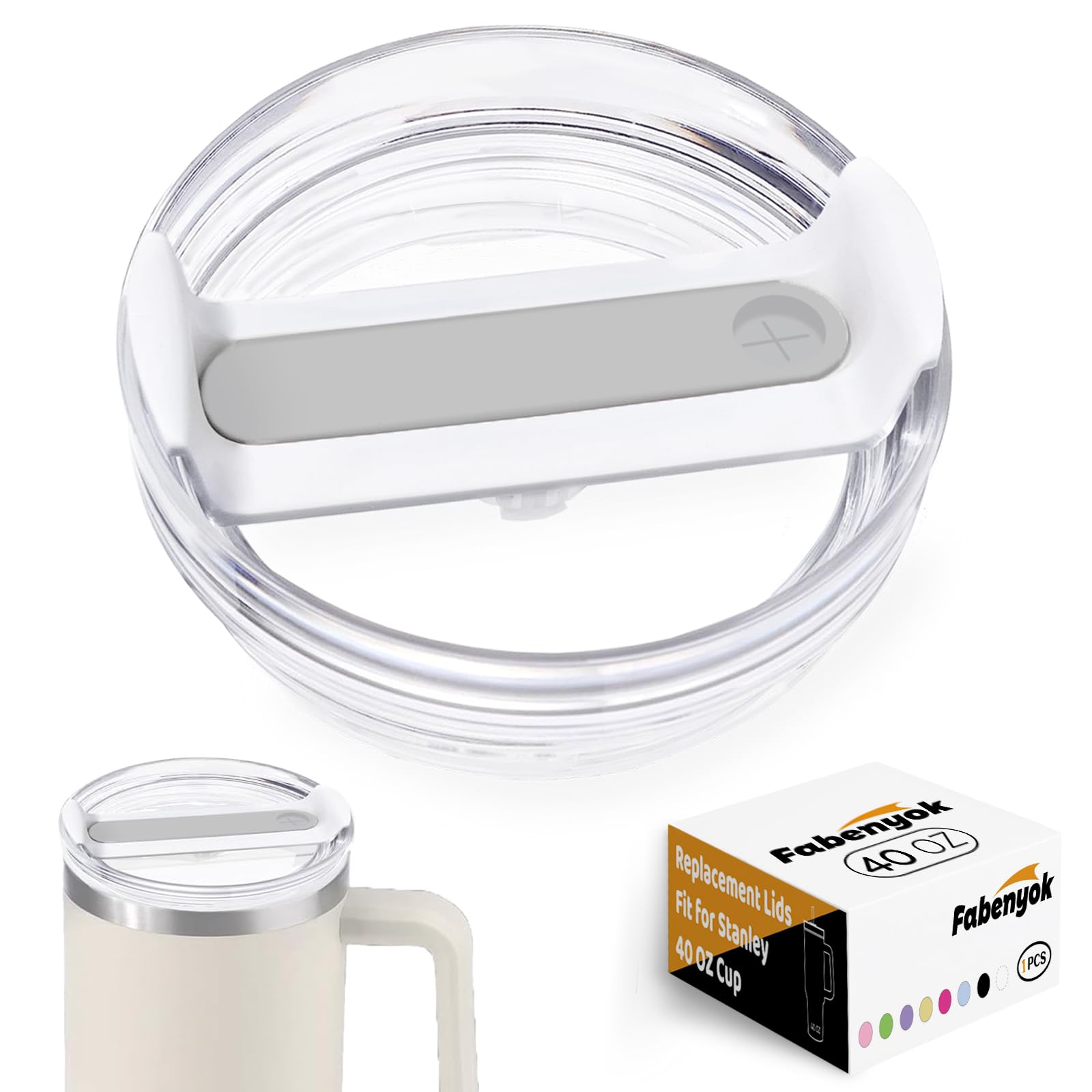 40 oz tumbler lid replacement fit for stanley cup, 1 pack replacement lids, spill proof tumbler covers for stanley cup accessories (clear - frost)