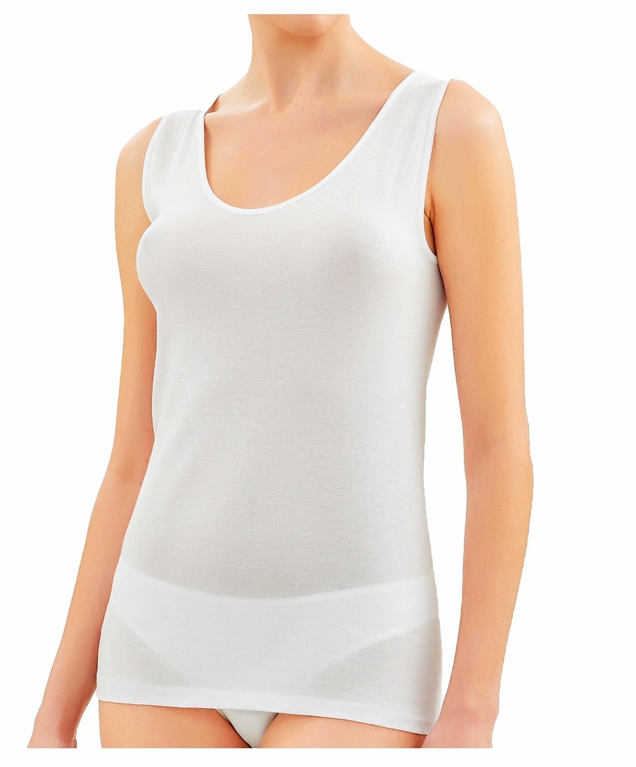 Canottiera Donna Cotone Liscia 3-6 Pezzi 100% Cotone Pettinato - Canottiera Donna Spalla Larga - Canottiera Intima Donna in Cotone Leggero - Canotta