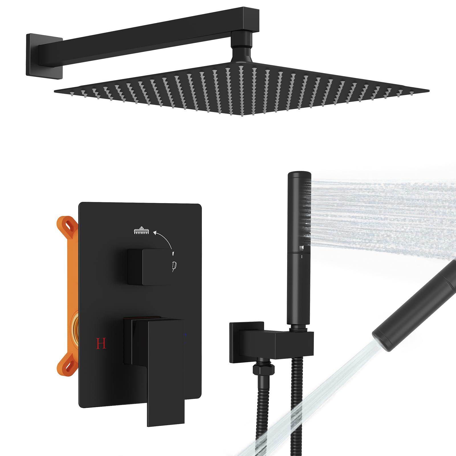 Photo 1 of 12 Inch Rainfall Shower System Rain Shower Head Combo Shower Faucet Fixture