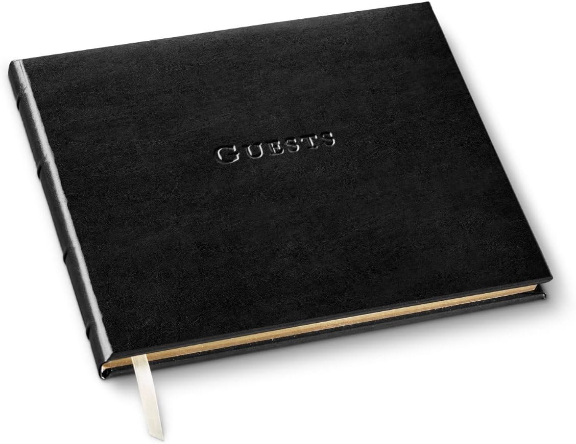 Gallery Leather Guest Book Acadia Black 7"x9" Home & Kitchen