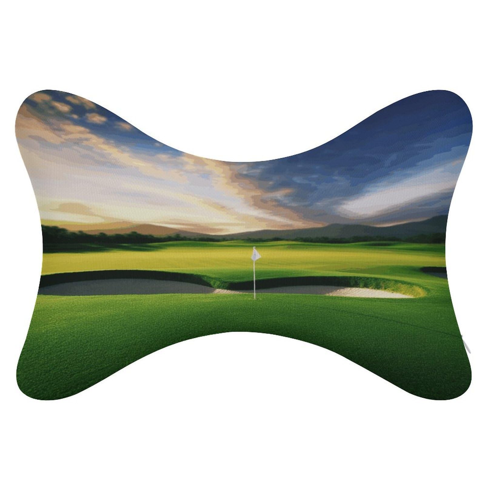 VstaDank - Golf Course Car Neck Pillows Set of 2, Ergonomic Removable Ergonomic Bone Shaped Pillows, Soft Car Headrest Pillows for