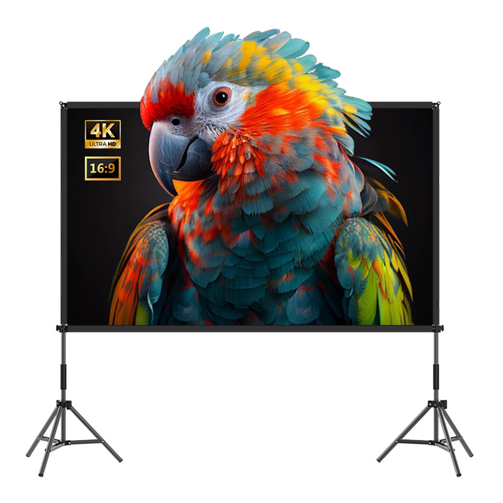 Schermo per Proiettore Portatile Pieghevole da 84" 100" 120" con Treppiede, Schermo per Film da Esterno 16:9 3D 4K HD, Ideale per Serate Cinema(84"(16:9))