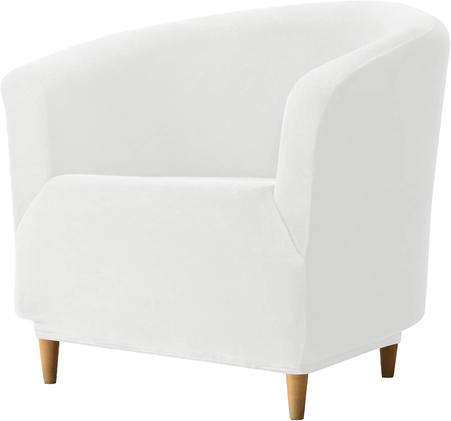 CONRUSER Velvet Club Chair Slipcover, Soft Stretch Tub Chair Cover Washable Thick Armchair Furniture Protector for Living Room (White)