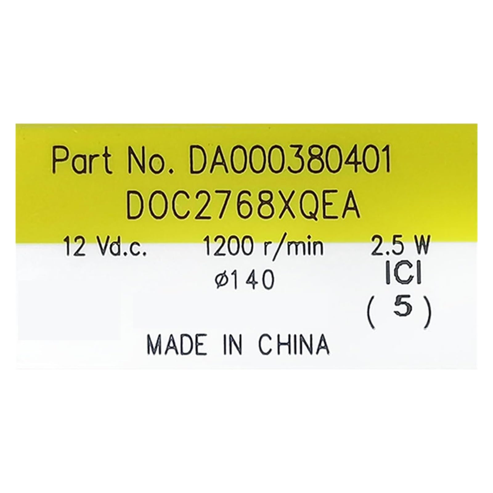 DA000380401 DOC2768XQEA, Compatible con Samsung, Midea, Meiling Y Athena, Motor De Ventilador De Refrigerador De 12 V, 2,5 W, 1200 R/min.