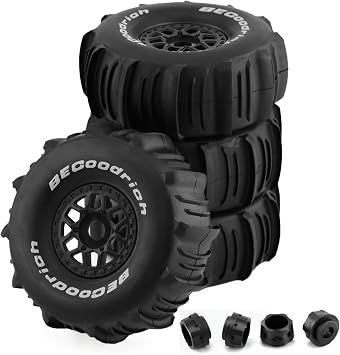 1/7 1/8 RC Short Course Truck Car Tires and Wheels Rims 17mm Hex Snow Sand Buggy Desert Tyres for 17 Or 18 Scale RC Off Road Truck Car TRAXXAS UDR 85086-4 ARRMA YK4072 DF7 4Pcs B Black