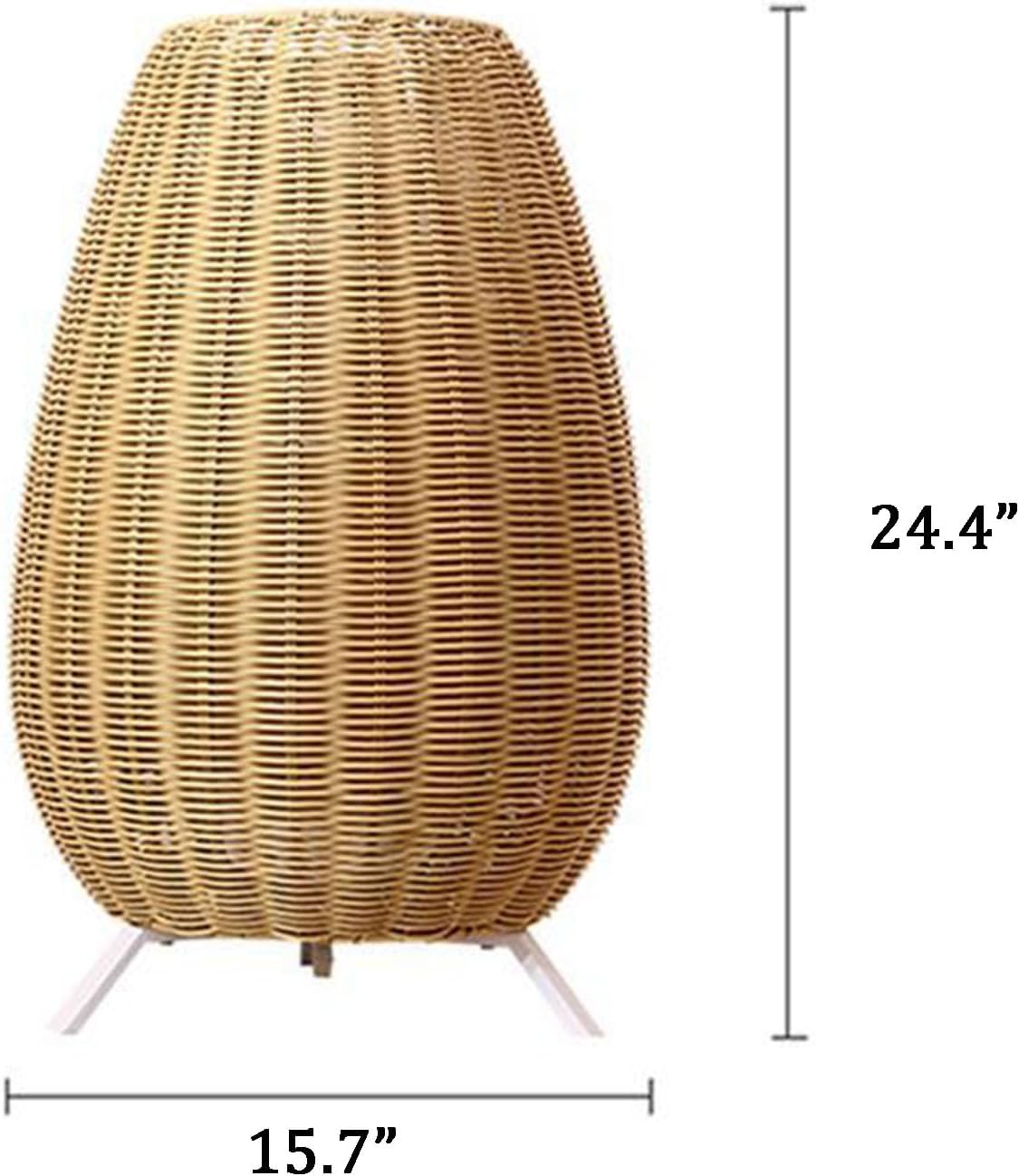 Waterproof an Tripod Floor Lamp - Stylish Farmhouse Decorative Light for Outdoor & Indoor Use, Perfect for Porch, Garden, Patio, with Energy-Efficient LED Bulb (Wood 15.7)