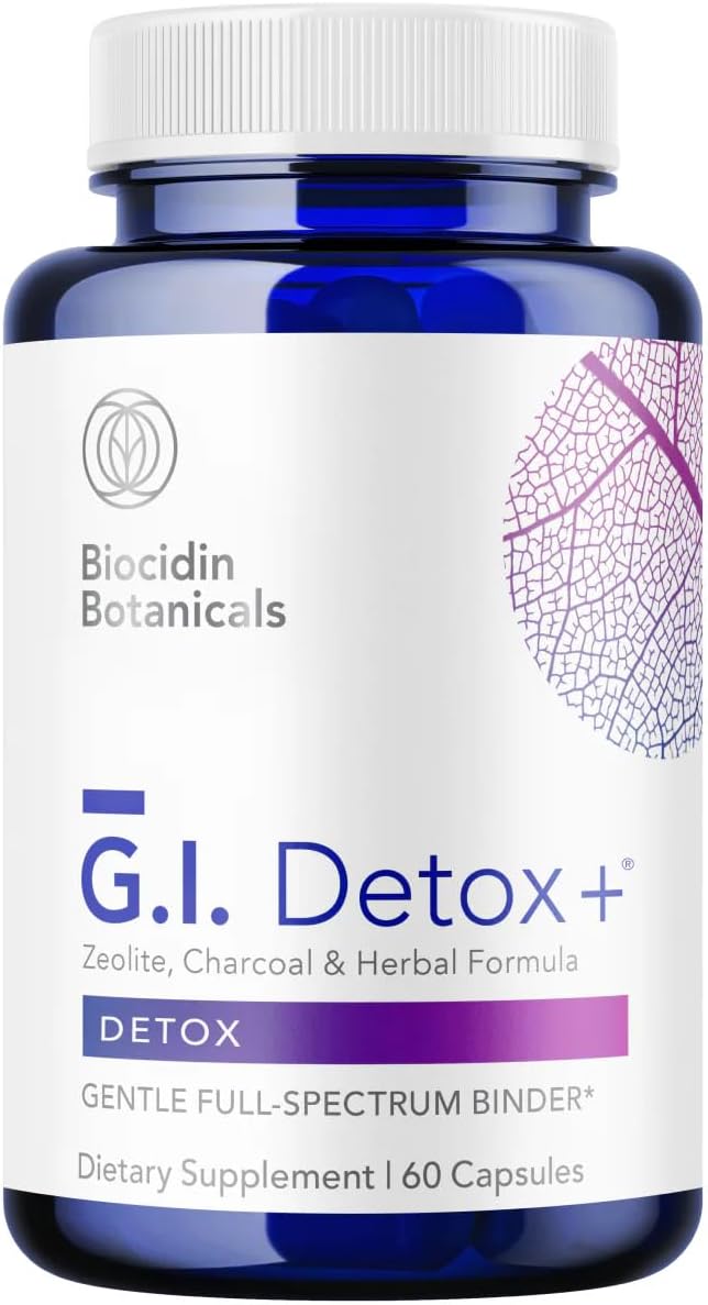 Bio-Botanical Research G.I. Detox+ Gentle Binder by Biocidin - GI Intestinal Cleanse with Silica, Apple Pectin, Humic Powder, Charcoal & Aloe - Assists in Toxin & Biofilm Removal - Vegan (60 Capsules)
