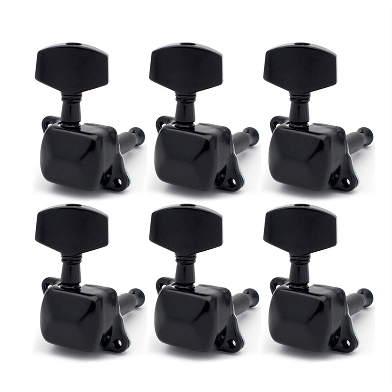 FLFL Gitarren-Mechaniken 6 Stücke Halbliegende Gitarre-Tuning-PEGs Tuner-Maschinenköpfe Für Akustikgitarre Chrome Black (Color : Black 6R)