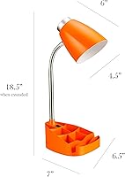 Vista 4 de Simple Designs LD1002-ORG Gooseneck Organizer Desk Lamp with iPad Tablet Stand Book Holder, Orange