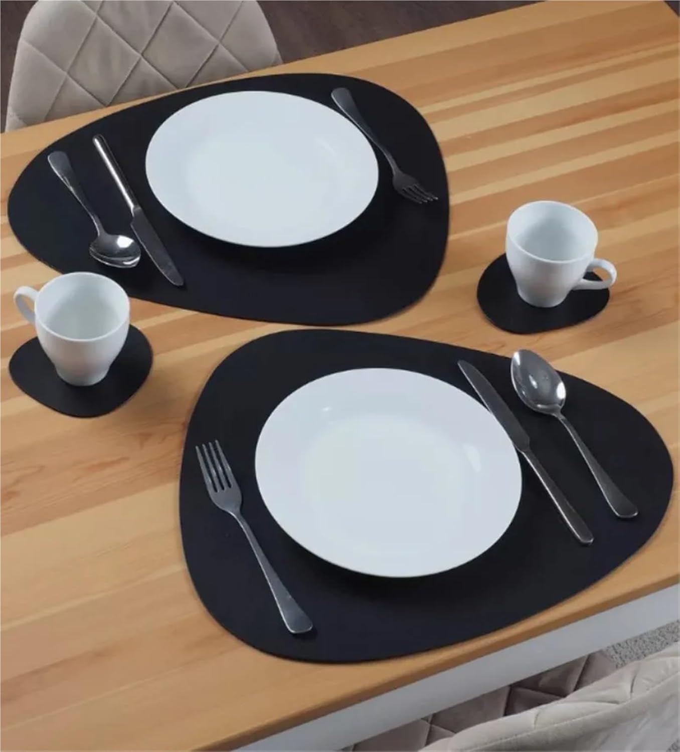 Black PU Placemats Oval Triangel Faux Leather Table Mats for Dining Tables Heat Place mats 식탁매트 Салфетки(CD Orange,10sets)