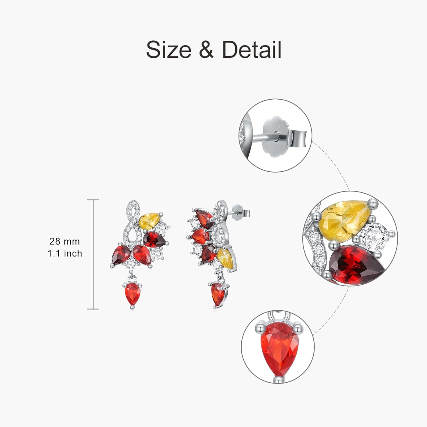 925 Sterling Silver Colorful 5A Cubic Zirconia Earrings for Women Infinity Sparkling Multicolor Statement Stud Earrings for Mother's Day/Birthday - Image 5