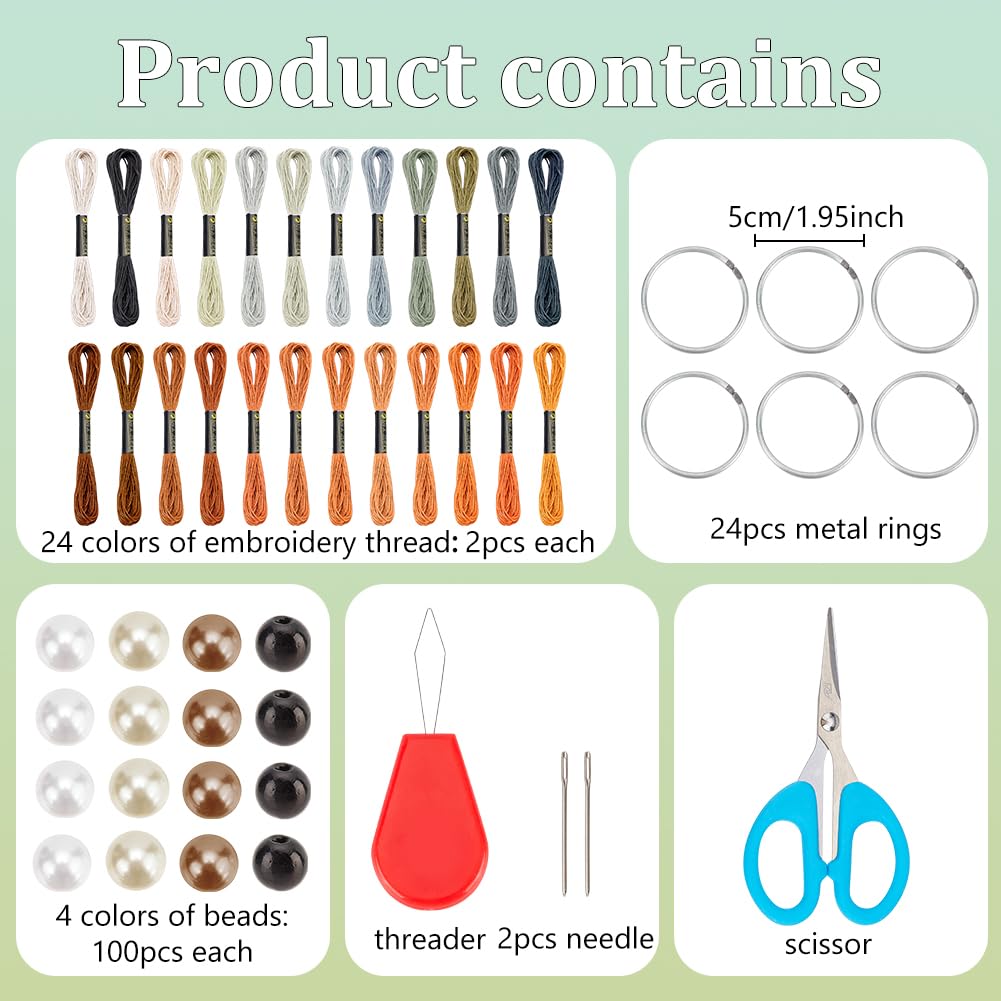 INFUNLY 24 Set DIY Small Dream Catcher Kit Neutral Colors Round Mini Dream Catcher Kit Handmade Dreamcatcher Kit with Instructions Boho Hanging Ornament Making Kit for Bedroom Car Mirror Keychain Bag - Image 2