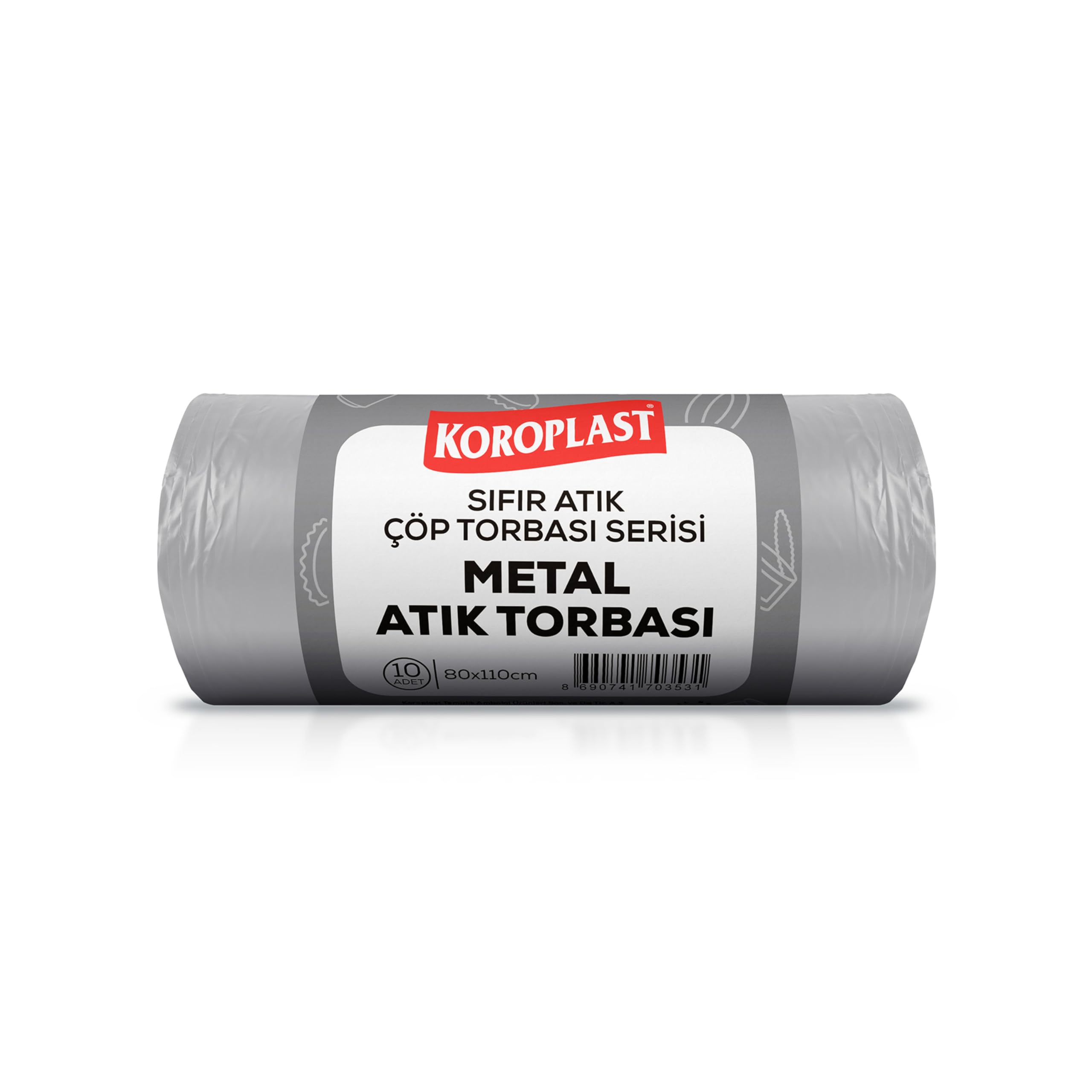 Koroplast Metal Atıklar Çöp Torbası 10'lu 80×110 cm, Yırtılmaz, Yüksek Kapasite, Çift Katlı, Geri Dönüştürülebilir Çöp Poşeti, fabrika, atölye, inşaat şantiyesi, kafe, restoran, ev, okul, kamu, site