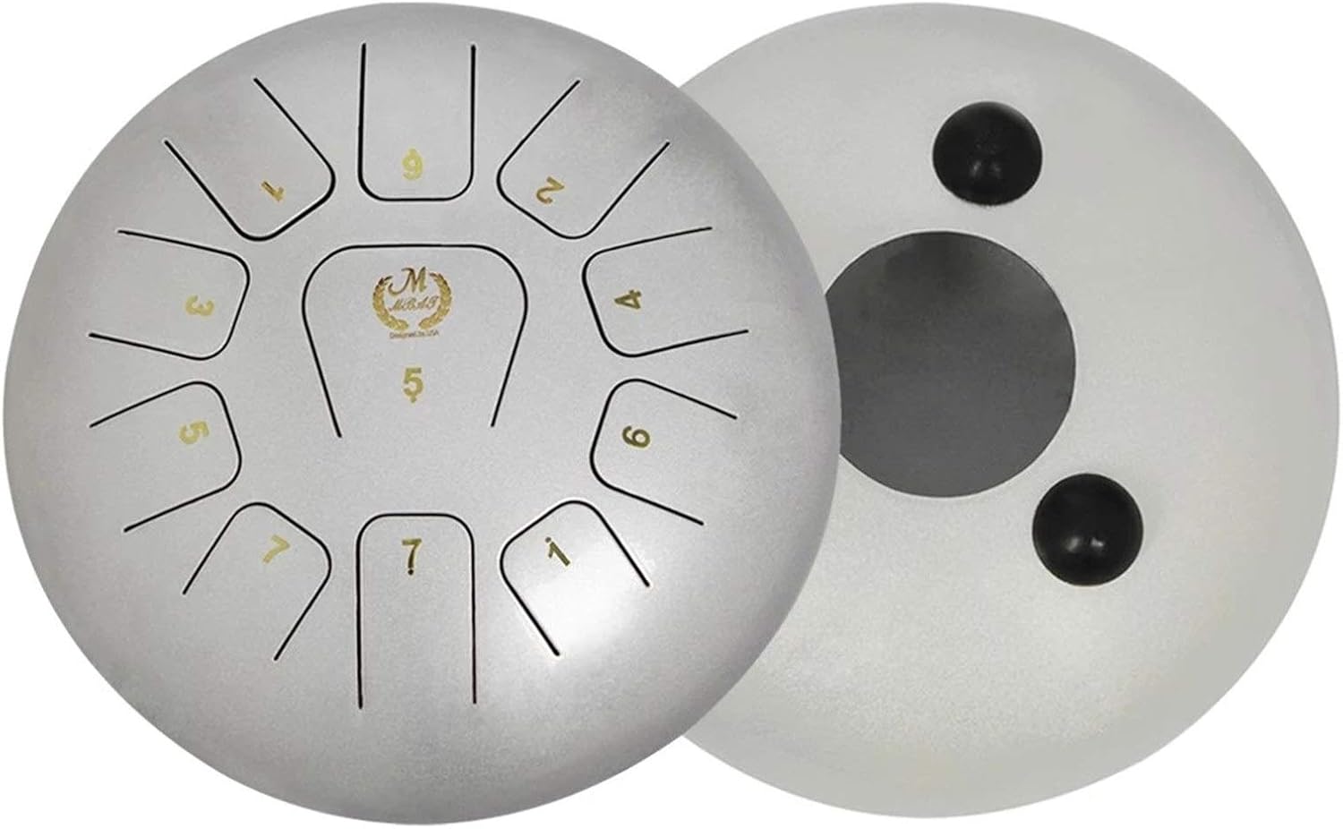12インチスチール舌ドラム11トーンハンドパンドラムステンレス鋼パーカッション楽器 打楽器 (色 : Silver, 【淡水】