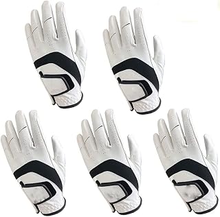 WAQAM 5 pcs Premium Leather Golf Gloves Men Left Right Hand Rain Grip Wear Resistant Durable Flexible Comfortable (Color : XL, Shape : Left Hand)