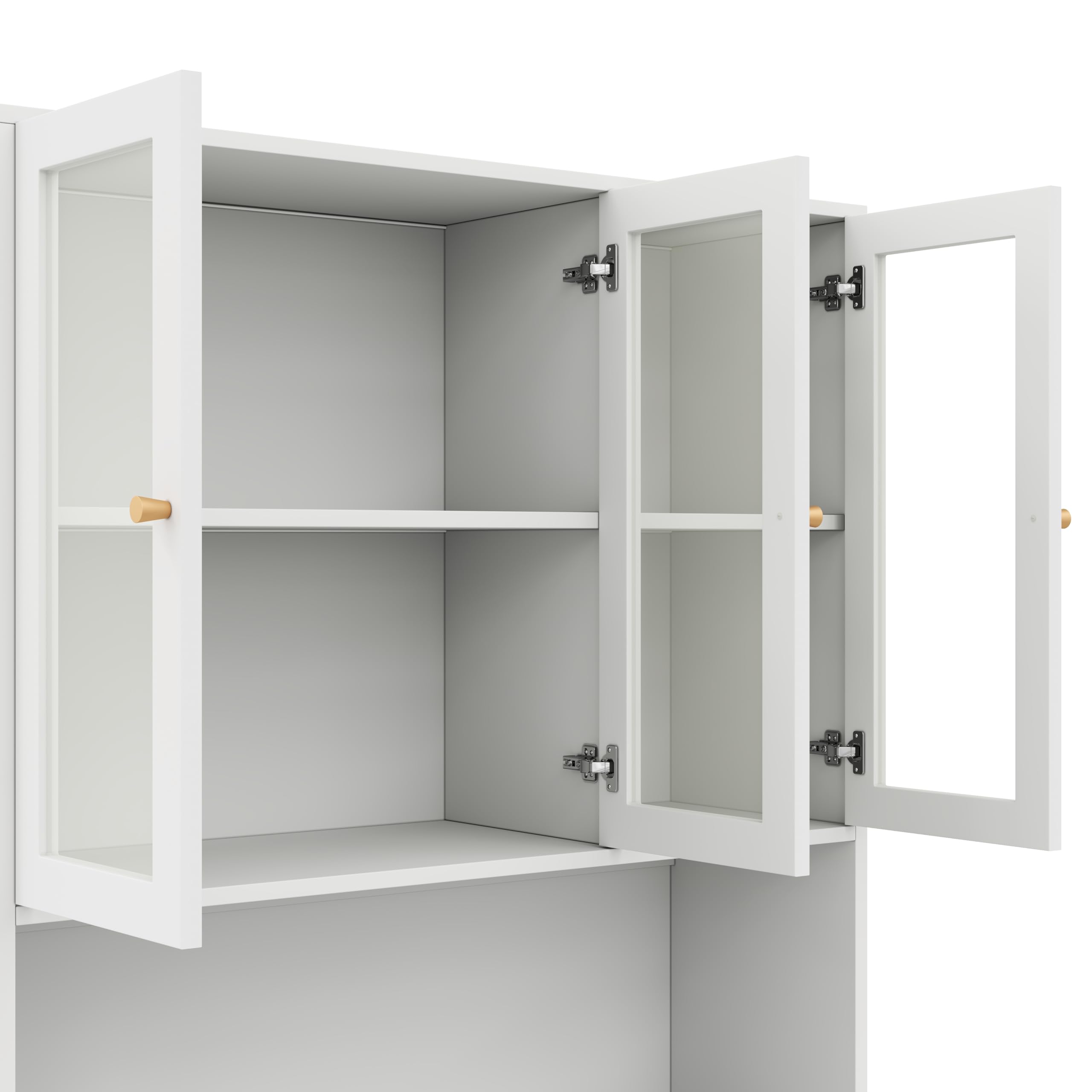 Libreria 100×35×200 cm con ante in vetro e illuminazione LED – Mobile autoportante con vetrina, vano a giorno e 3 ante; Archivio per raccoglitori e libri – Bianco (N)