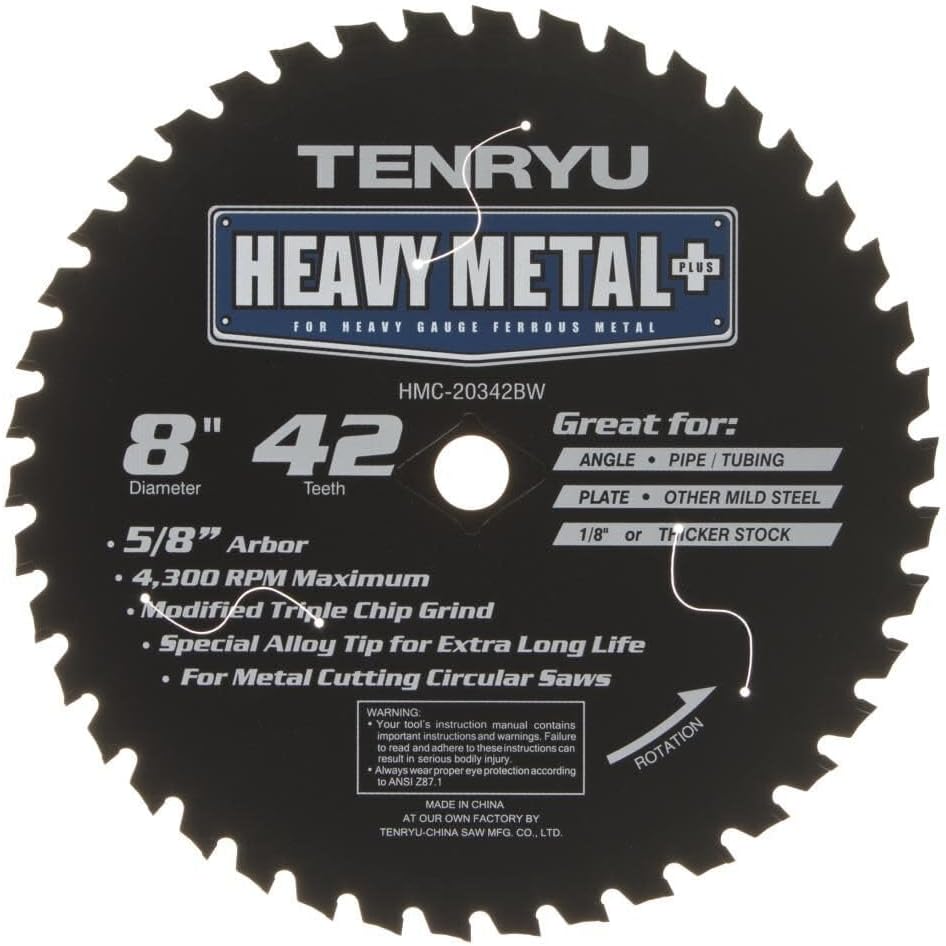 Tenryu HMC-20342BW 8" 42T Heavy Metal Cut Blade 5/8" Arbor
