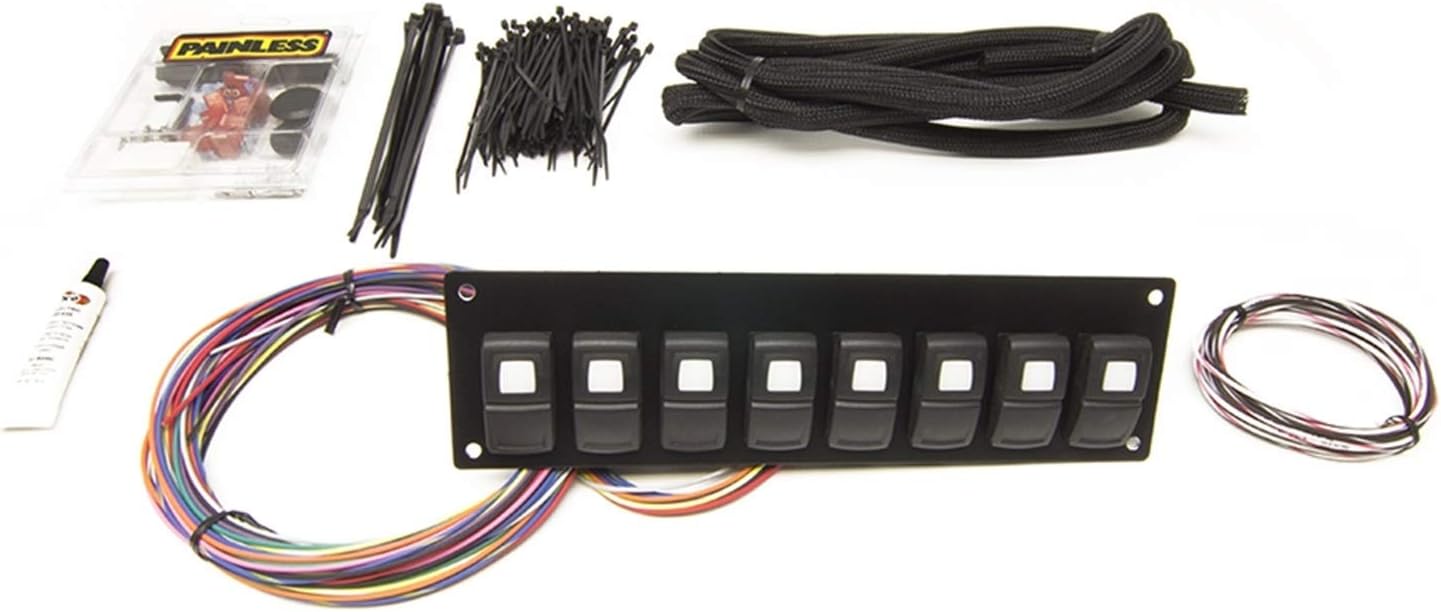 Painless Performance 58101 Track Rocker 8-Switch Customizable Panel, In-Dash Mount
