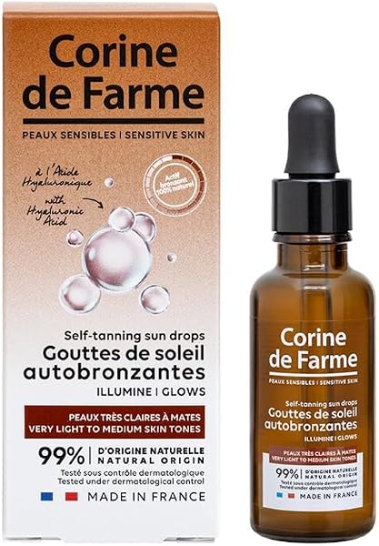 Corine de Farme - Gouttes de Soleil Autobronzantes - Hâle Sur-Mesure - Acide Hyaluronique & Aloe Vera - Teint Lumineux et Uniforme - 99% Origine Naturelle - 30 ml - 3